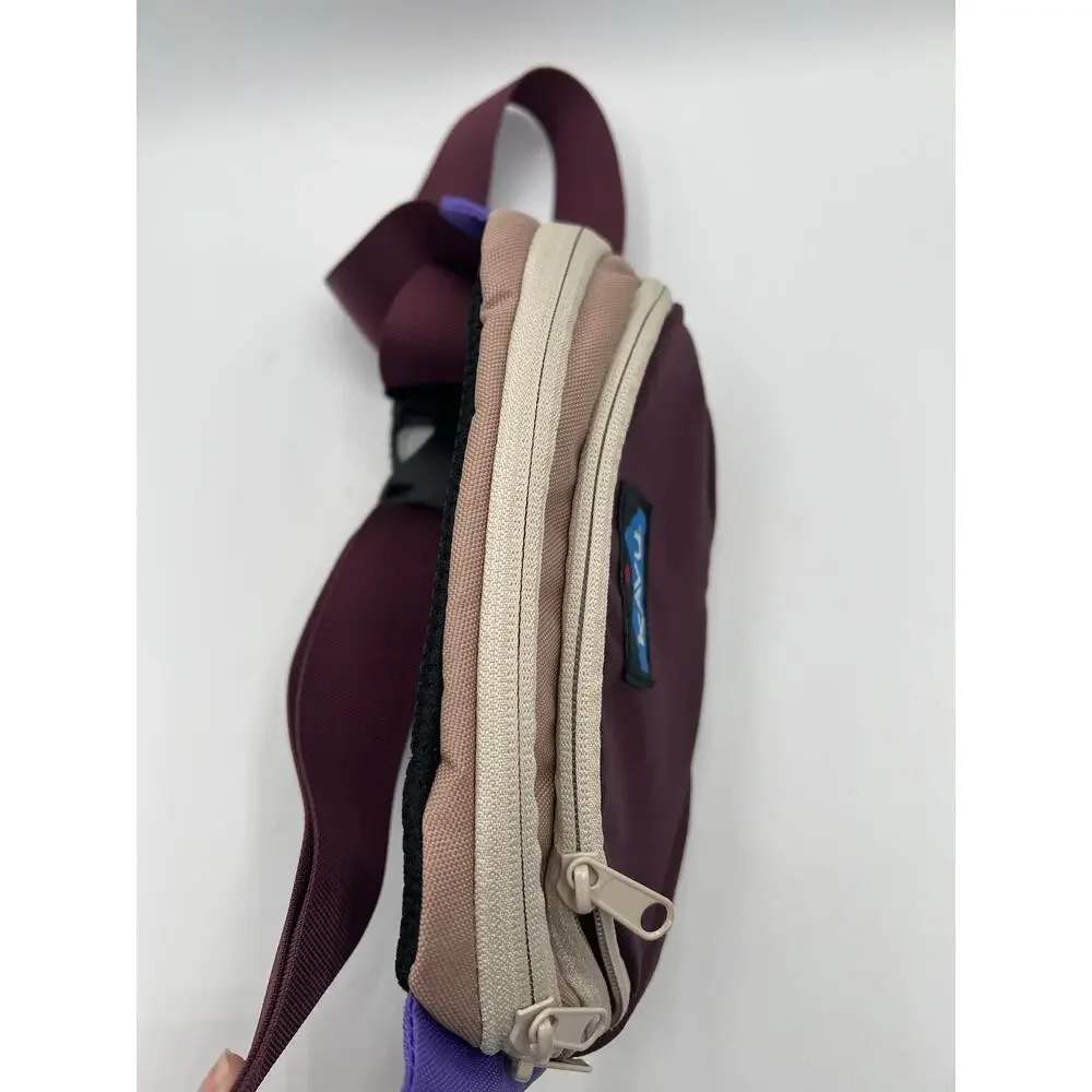 Kavu Fanny Pack Hip Bag Waist Pack Purple Maroon Beige Adjustable Strap Y2K